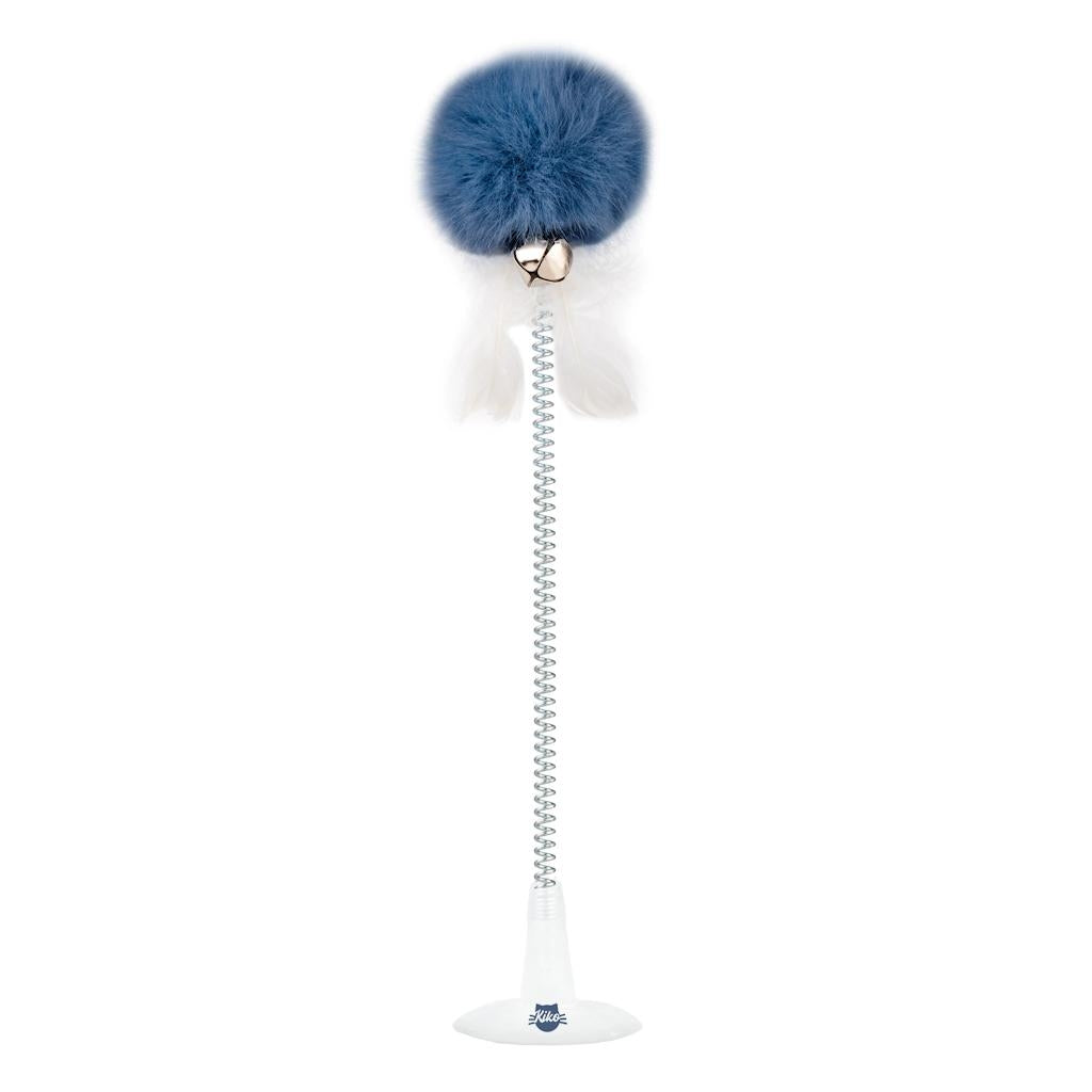 Spring with Pom White and Blue Cat Toy 1