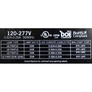 2 Lamp 120/277 volt F40T12 Fluorescent Ballast 2