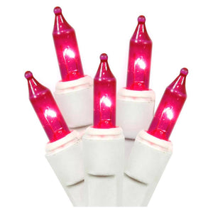 35 Light 11.5' White Wire Pink Miniature String with 3" Spacing 1