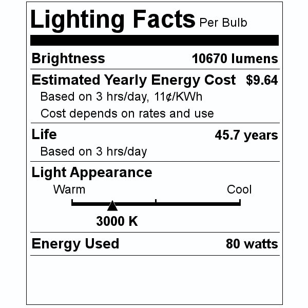 80 watt 120/277 volt Exclusionary Mogul Screw Base 3000K Natural White Dimmable LED 2