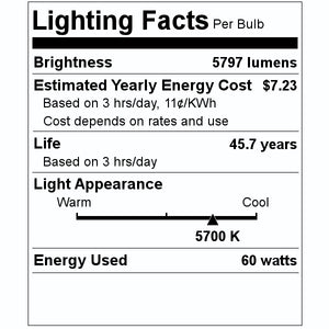60 watt 120/347 volt Medium Screw Base 5700K Daylight LED 2