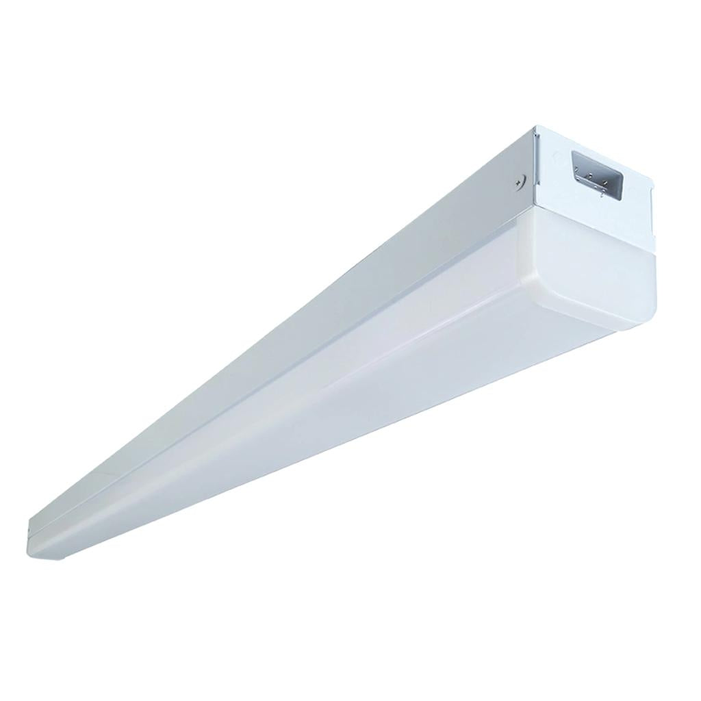 4' 30/35/40/48 watt 120/277 volt CCT Selectable Linkable Microwave Motion Sensor Emergency Battery Backup LED Strip Light Fixture 1