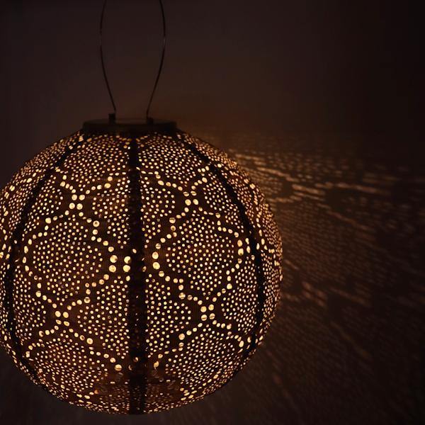 17.4" Round Gold Bazaar Pattern Lantern 2