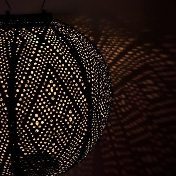 17.4" Round Petrol Ikat Pattern Lantern 2