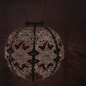 15" Round Taupe Marrakesh Pattern Lantern 2