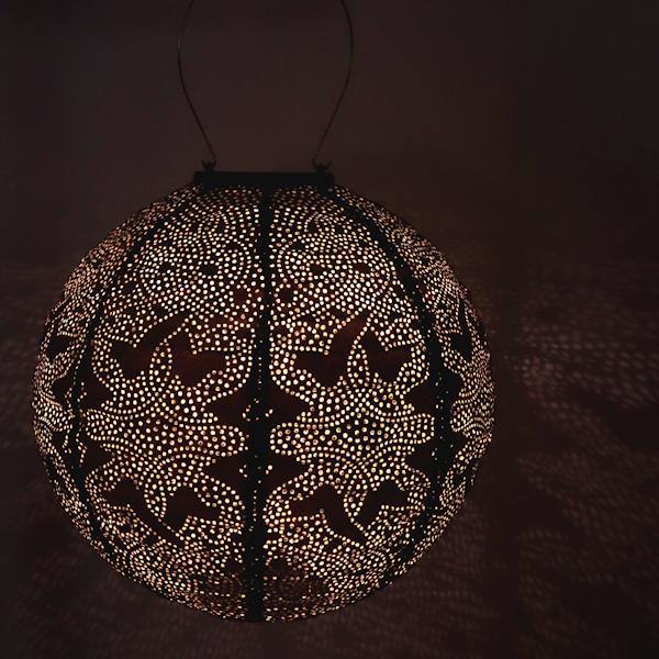 15" Round Taupe Marrakesh Pattern Lantern 2