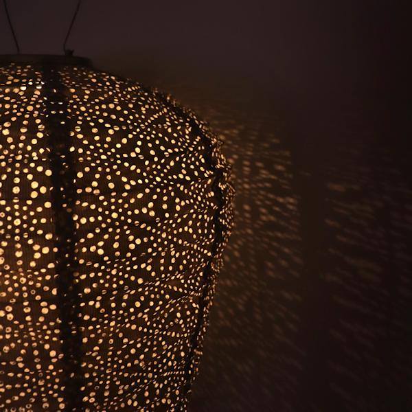 25.7" Balloon Light Taupe Sashiko Pattern Lantern 2