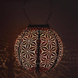 13.1" Round Copper Sashiko Pattern Lantern 2