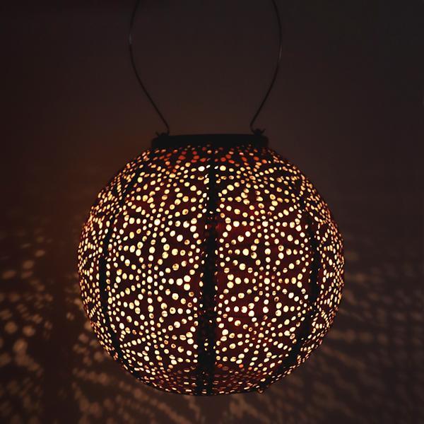 13.1" Round Copper Sashiko Pattern Lantern 2