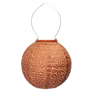 13.1" Round Copper Sashiko Pattern Lantern 1