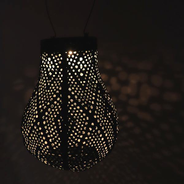 7.8" Bulb Green Ikat Pattern Lantern 2