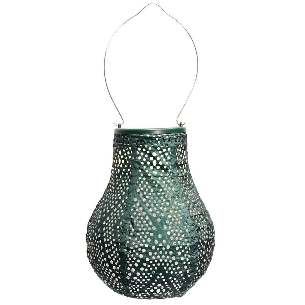 7.8" Bulb Green Ikat Pattern Lantern 1