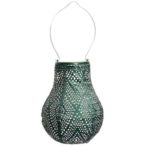 7.8" Bulb Green Ikat Pattern Lantern 1