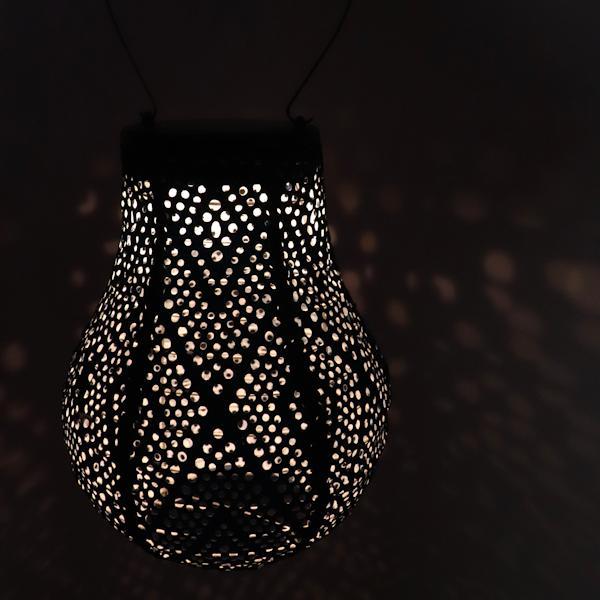 13.9" Bulb Petrol Ikat Pattern Lantern 2
