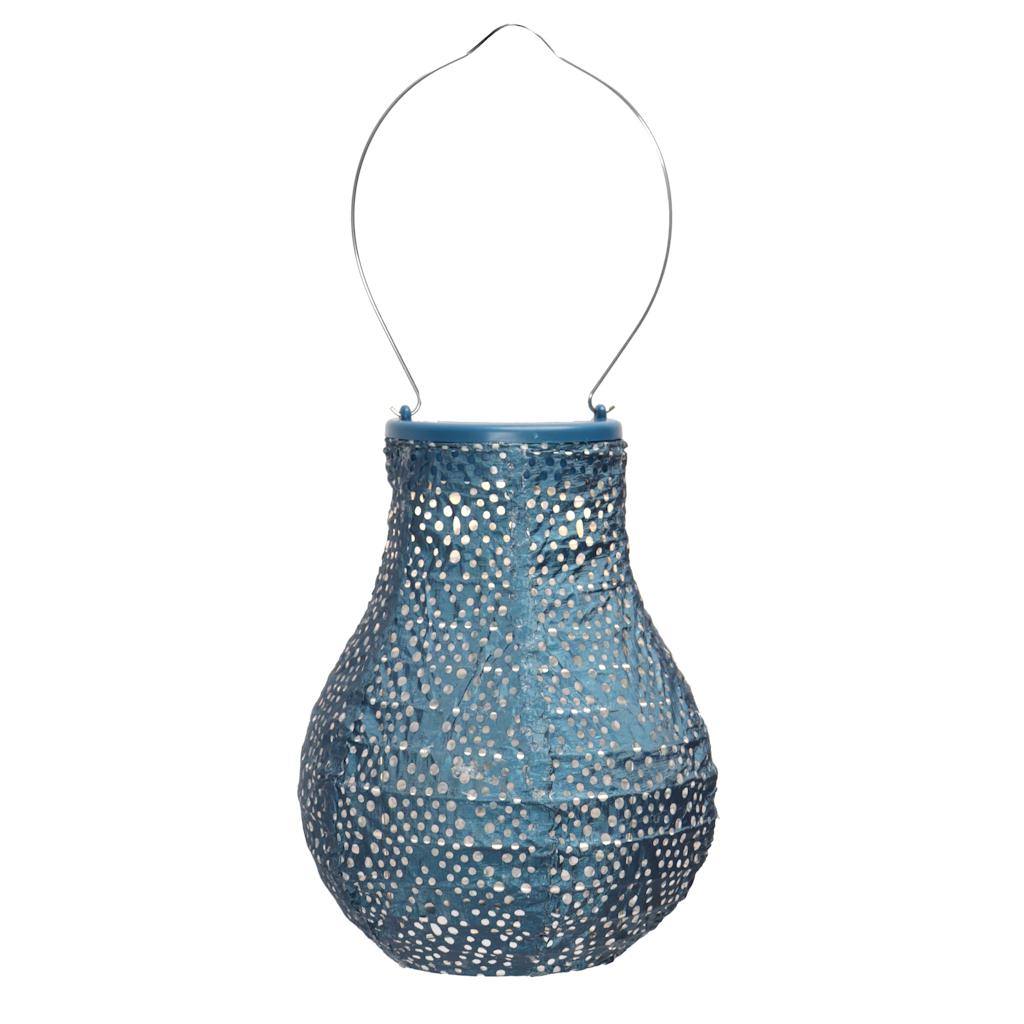 13.9" Bulb Petrol Ikat Pattern Lantern 1