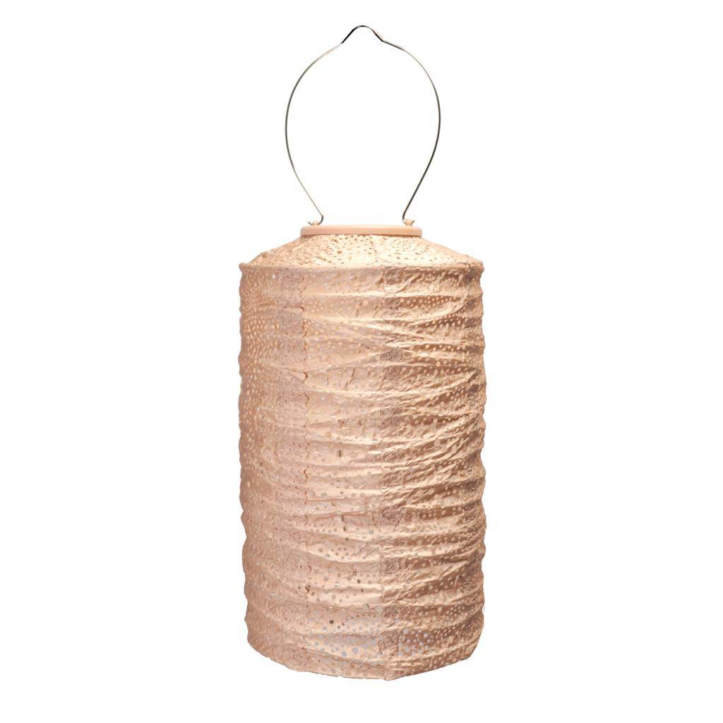 19" Cylinder Pink Rose Paisley Pattern Lantern 1