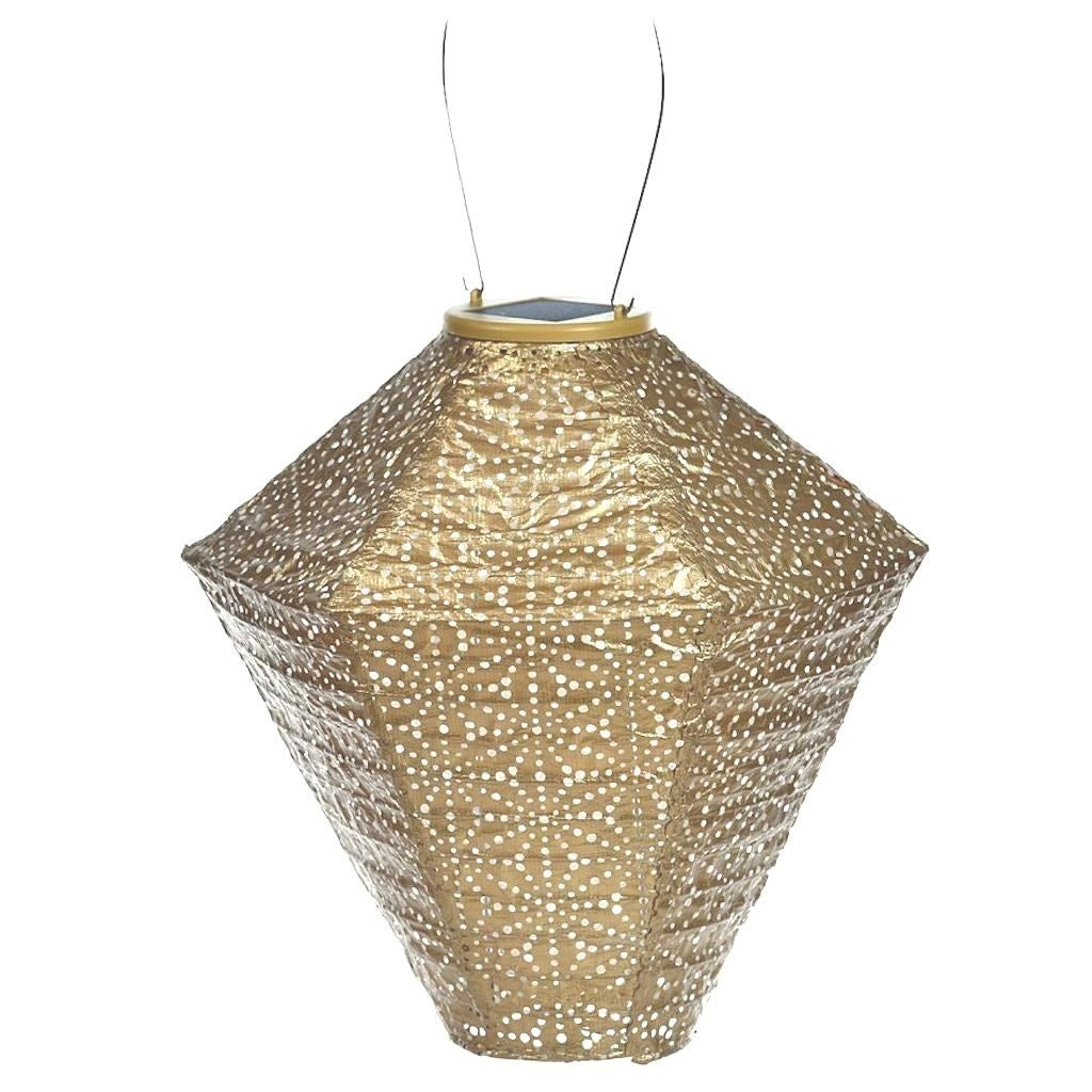 17" Diamond Gold Sashiko Pattern Lantern 1