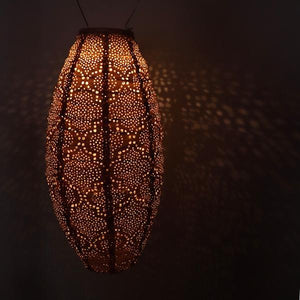 23.7" Long Oval Pink Bazaar Pattern Lantern 2
