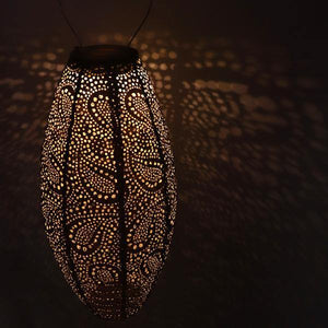 18" Long Oval Gold Paisley Pattern Lantern 2