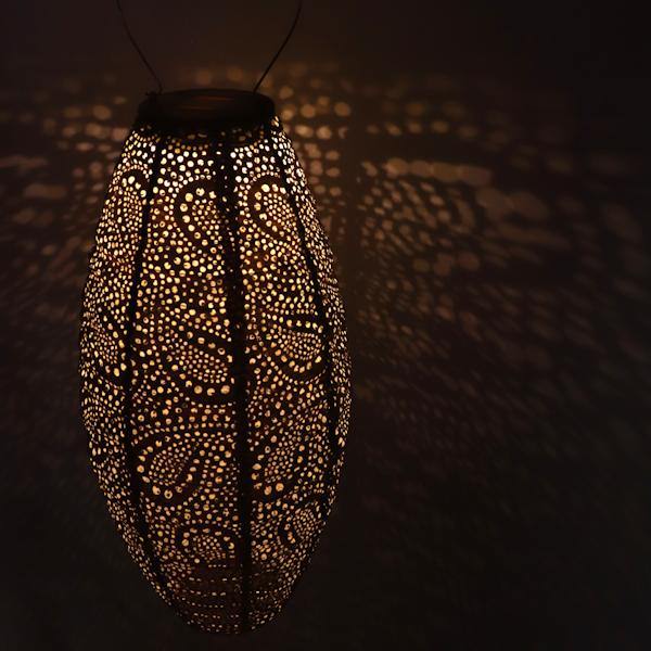 18" Long Oval Gold Paisley Pattern Lantern 2
