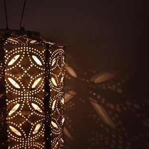 12.9" Cylinder Mandela Lantern Light Taupe Battery Operated Dimmable LED 2