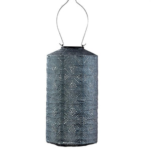 13" Cylinder Grey Blue Topaze Pattern Lantern 1