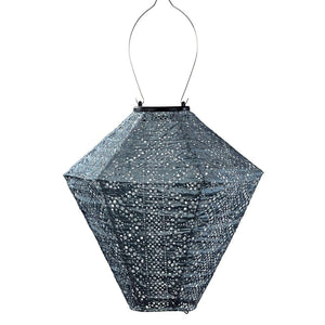 11" Diamond Grey Blue Lace Pattern Lantern 1