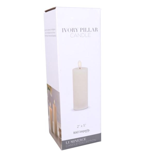 2" x 5" Ivory Wax LED Pillar Candle with Timer 2