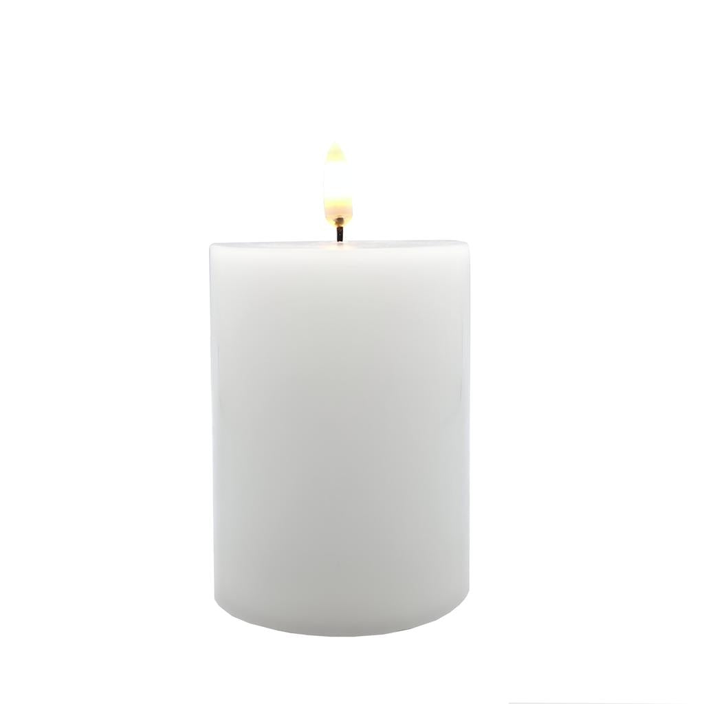 3" x 4" White Wax LED Pillar Candle with Timer 1
