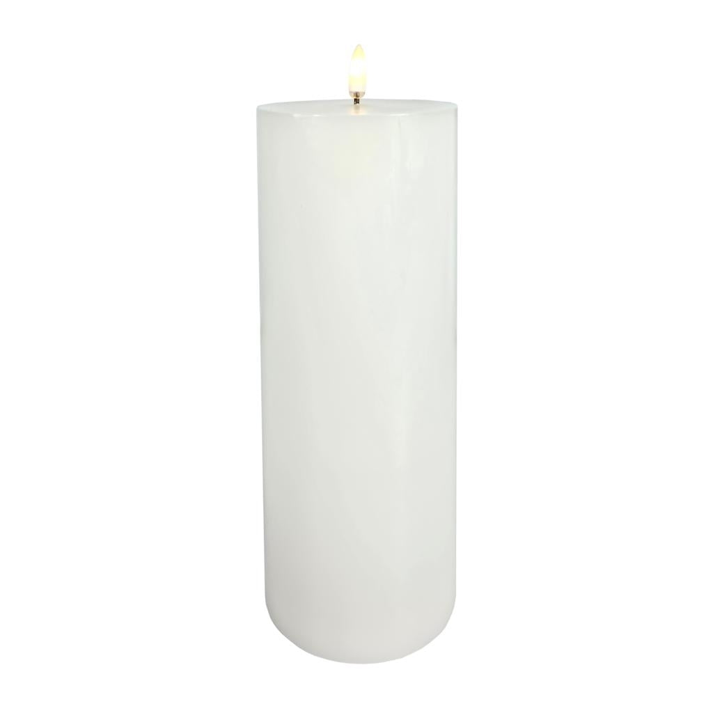 3.5" x 9" White Wax LED Pillar Candle with Timer 1