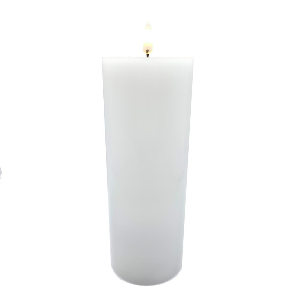 3" x 8" White Wax LED Pillar Candle with Timer 1