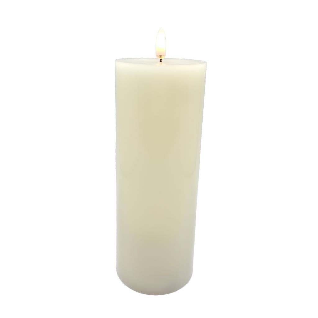 3" x 8" Ivory Wax LED Pillar Candle with Timer 1