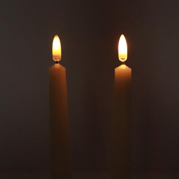 7" Ivory Wax LED Taper Candles with Timer (2 pack) 3