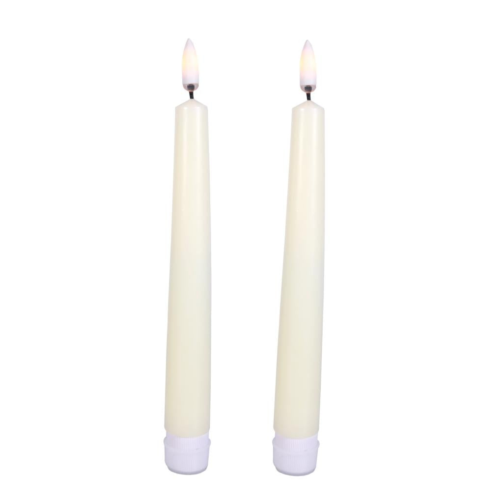 7" Ivory Wax LED Taper Candles with Timer (2 pack) 1