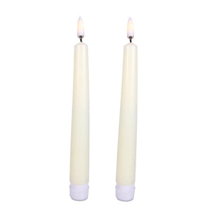 7" Ivory Wax LED Taper Candles with Timer (2 pack) 1