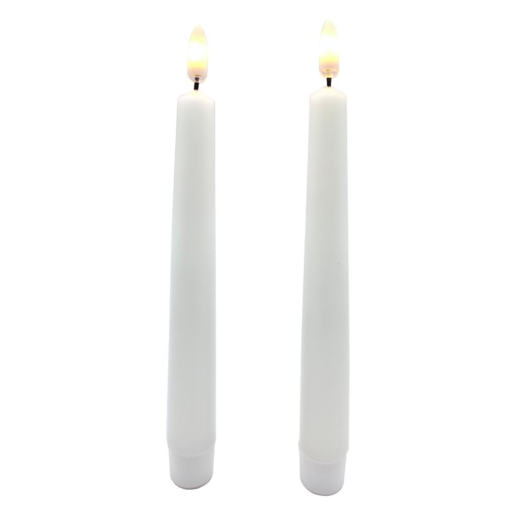 7" White Wax LED Taper Candles with Timer (2 pack) 1