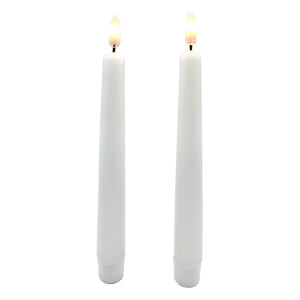 7" White Wax LED Taper Candles with Timer (2 pack) 1