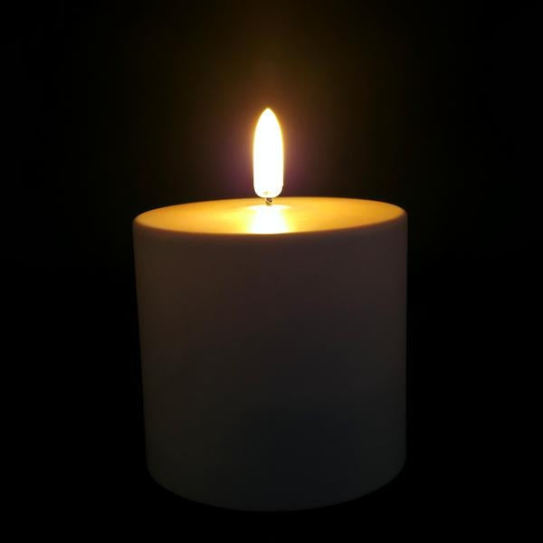 3" x 3" White Outdoor LED Pillar Candle with Timer 2