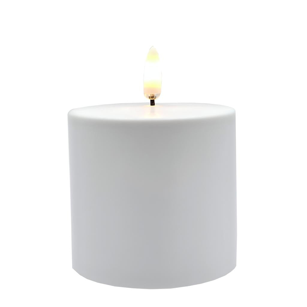 3" x 3" White Outdoor LED Pillar Candle with Timer 1