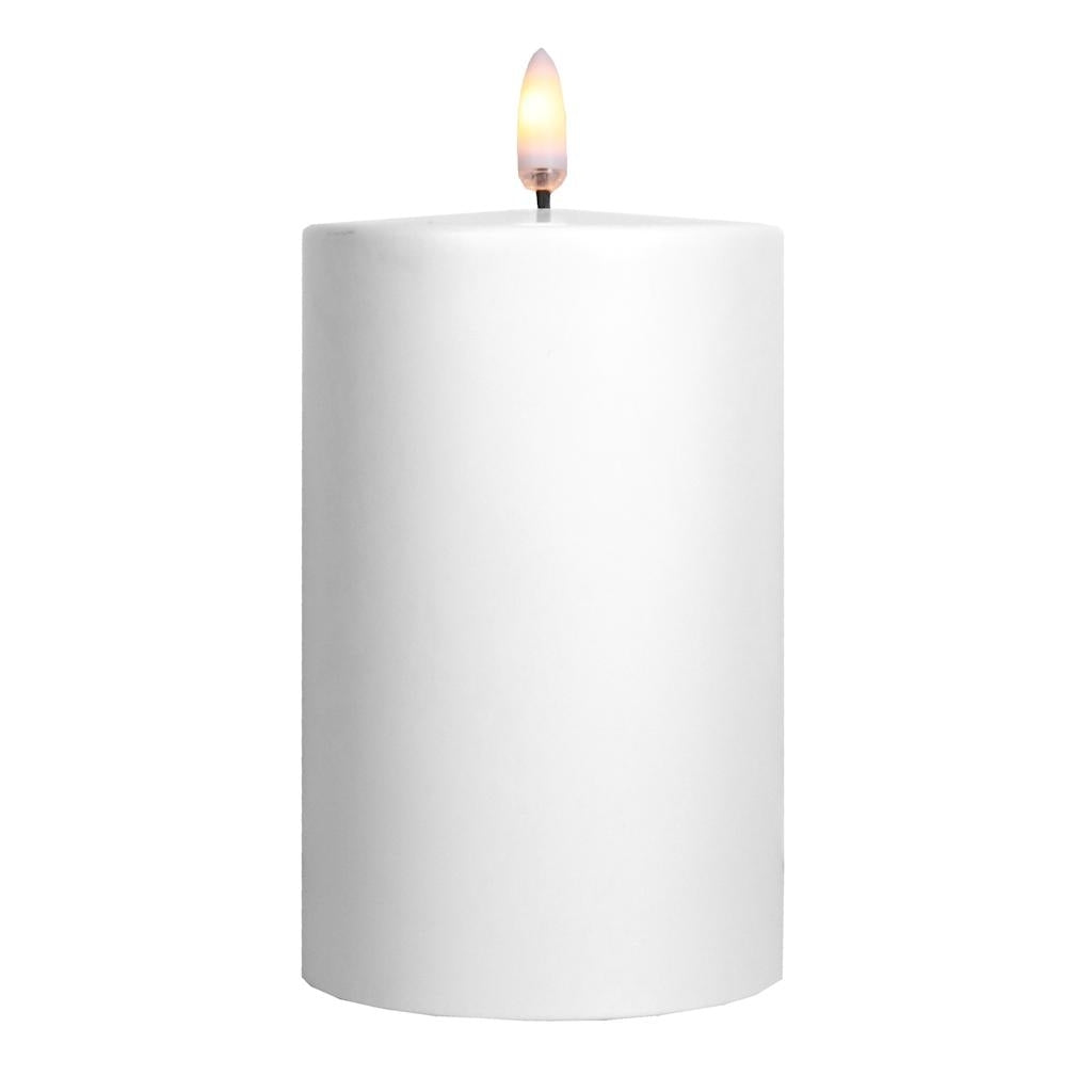 3" x 5" White Outdoor LED Pillar Candle with Timer 1