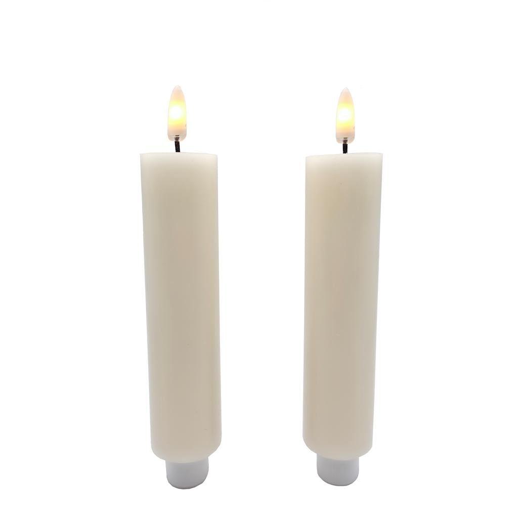 6.5" x 1.25" Ivory Wax LED Taper Candles with Timer (2 pack) 1