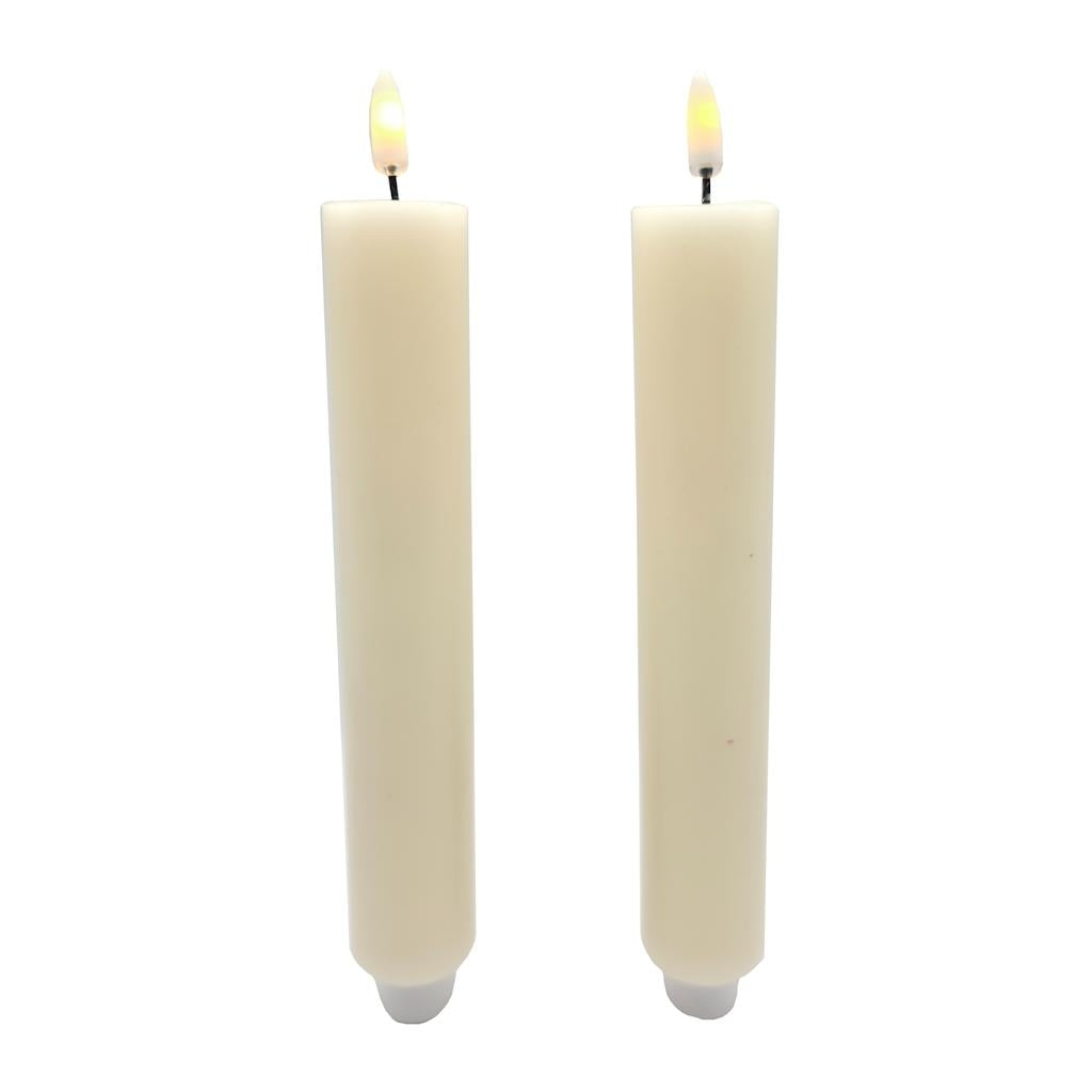 8.5" x 1.25" Ivory Wax LED Taper Candles with Timer (2 pack) 1