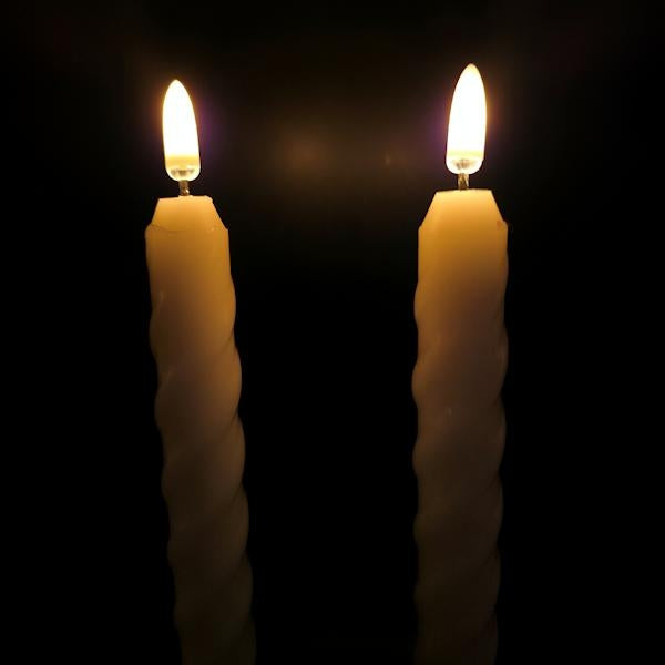 10.5" Ivory Twist Wax LED Taper Candles with Timer (2 pack) 2