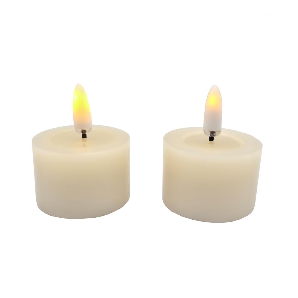 1.75" x 1" Ivory Wax LED Tealights Candle with Timer (2 Pack) 1