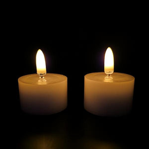1.75" x 1" White Wax LED Tealights Candle with Timer (2 Pack) 2