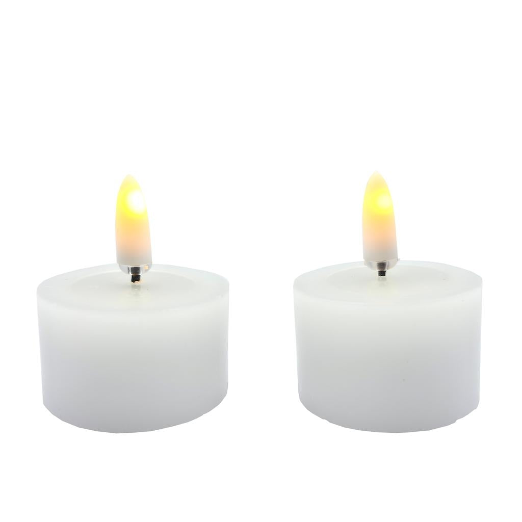 1.75" x 1" White Wax LED Tealights Candle with Timer (2 Pack) 1