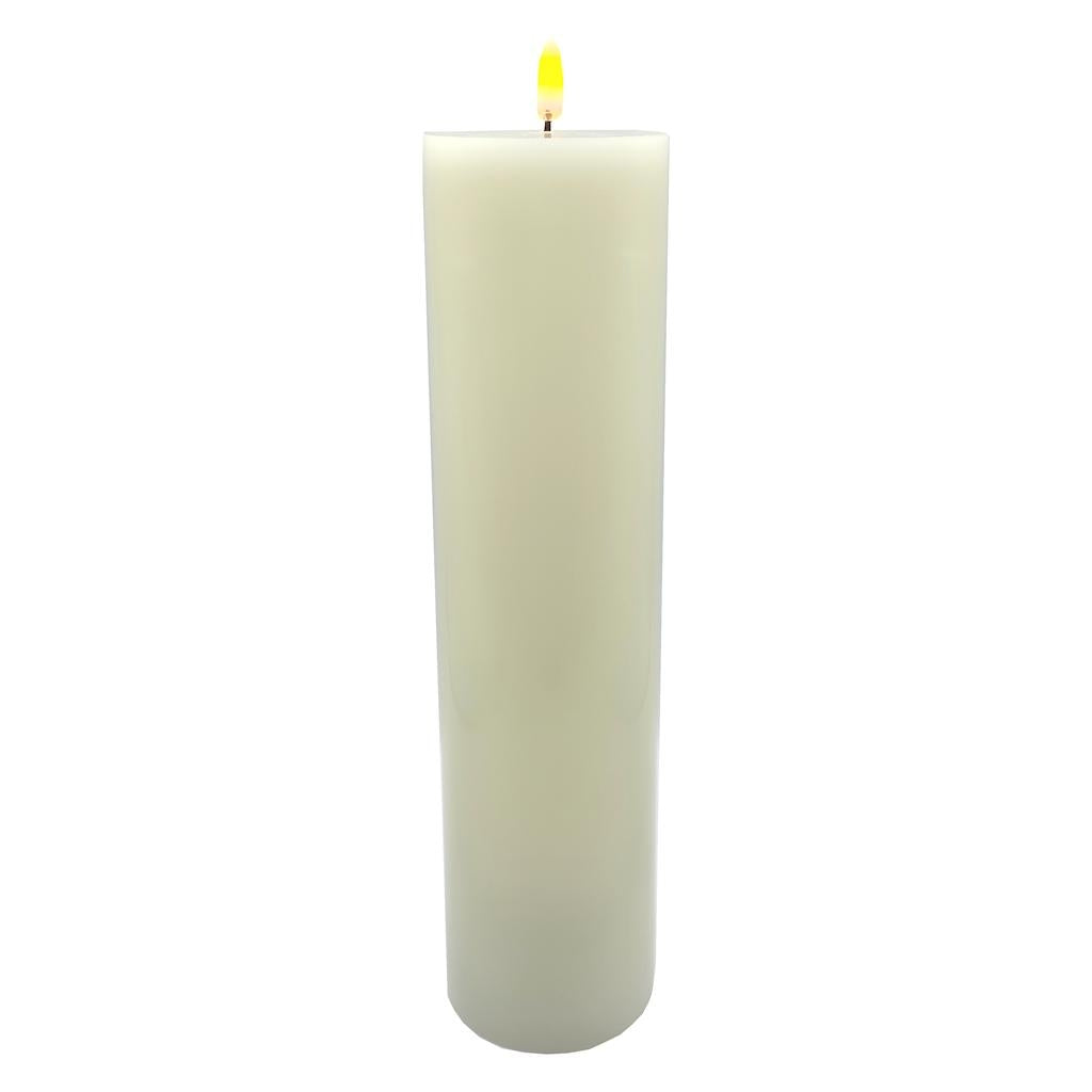 3" x 12" Ivory Wax LED Pillar Candle with Timer 1