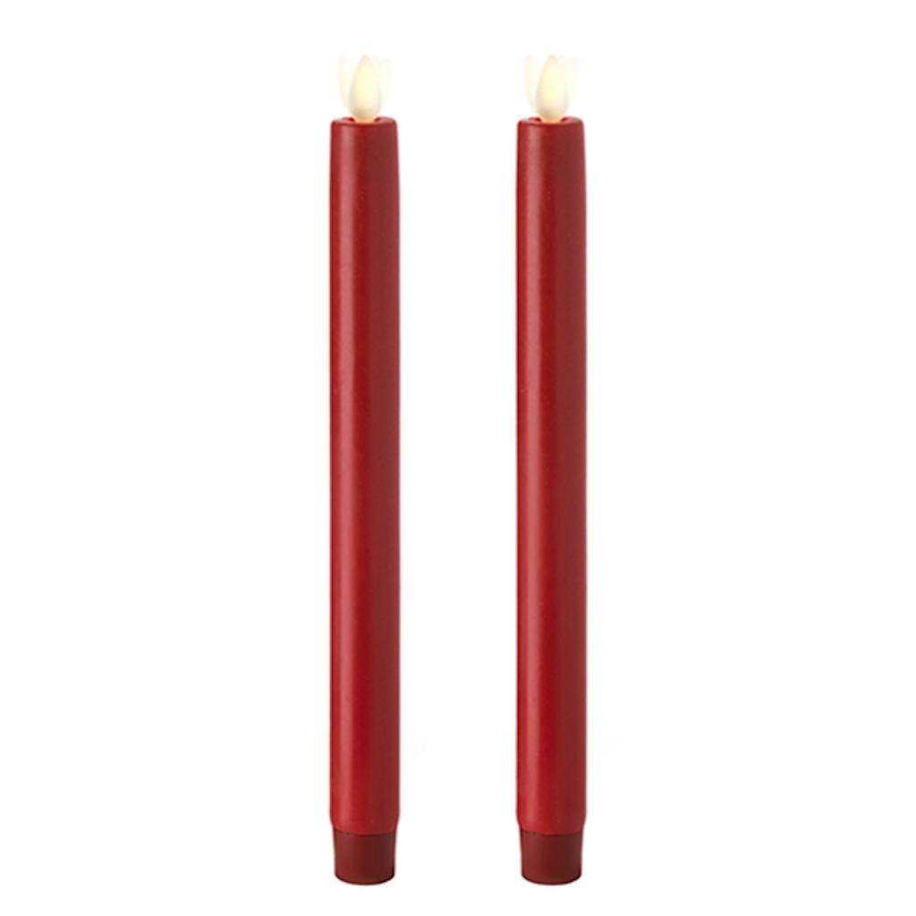 10" Red Wax LED Taper Candles with Timer (2 pack) 1