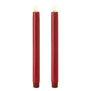 10" Red Wax LED Taper Candles with Timer (2 pack) 1