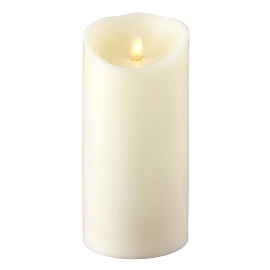 7" Ivory Wax Push Flame LED Pillar Candle with Timer 1